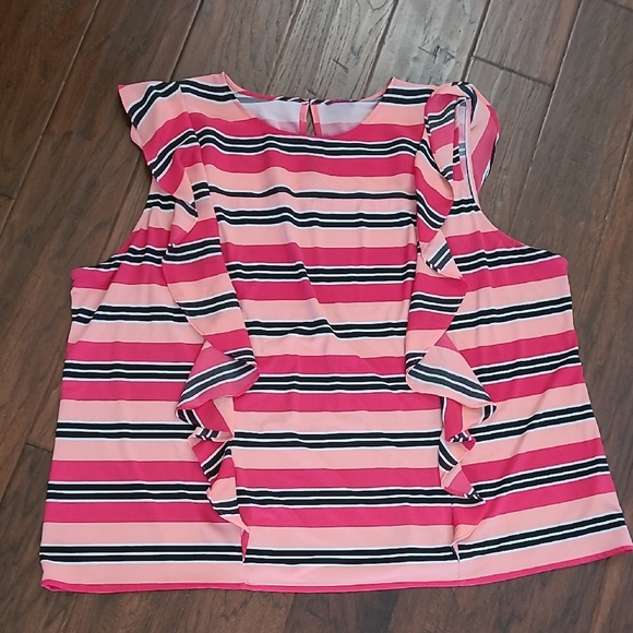The Limited Colorful Striped Sleeveless Blouse with Ruffle Detail size 3X - Picture 1 of 6
